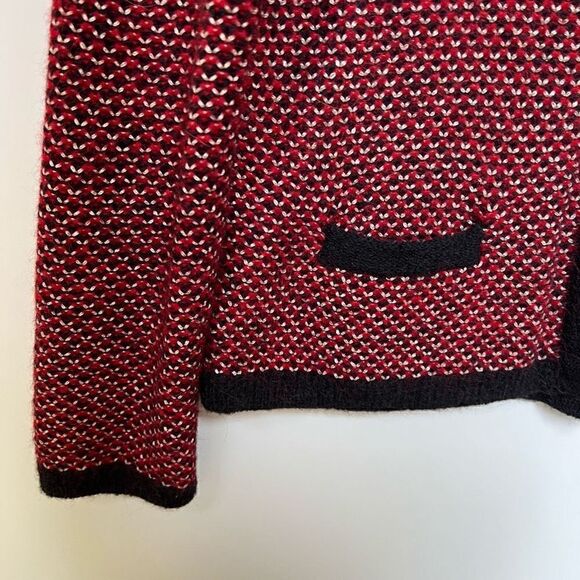 Gerard Darel Paris Alpaca Blend Cardigan Knit Sweater Jacket Red Black size S - Picture 4 of 10
